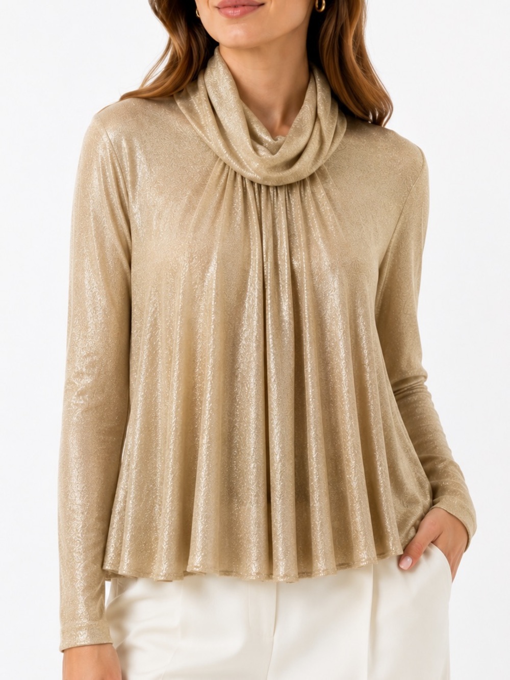 Laura Galic Metallic Gold Full Flowing Top XS